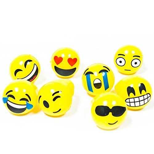 24 Pack LED Jelly Emoji Rings Flashing Emoji Party Supplies and