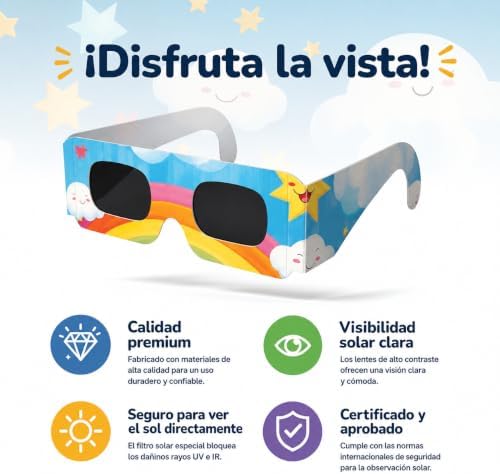 10 Óculos ISO 12312-2 Aprovados para Eclipse Solar - Pack de 6 com 2 Lentes Fotográficas para Smartphone Aprovados segundo a norma ISO, com certificação CE: Óculos para ver eclipses solares 2026