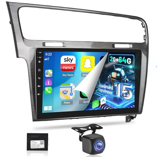 NHOPEEW 2G+64G Android Car Radio for VW Golf 7 MK7 2012-2020 – Wireless Carplay and Android Auto – 10.1 Inch Android Stereo with WiFi EQ GPS Mirror Link FM RDS + Rear Camera