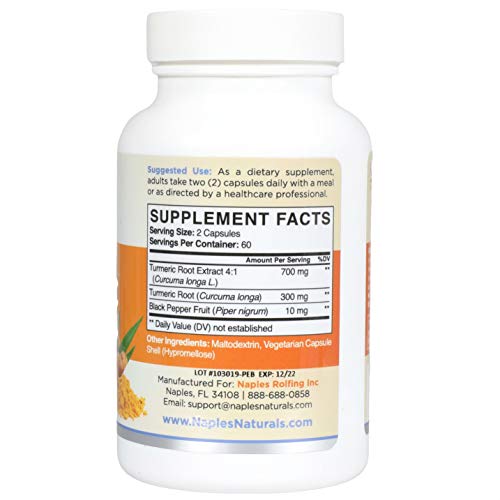 Naples Naturals Turmeric Curcumin with Black Pepper (Piper Nigra
