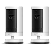 Ring Outdoor Cam Plus, Battery (newest model), Home or business security, Wide-Angle 2K Video with Ring Vision, Low-Light Sight for full-color night vision, Mount-Anywhere Versatility, 2-pack, White