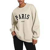 Tuislay Paris College Sweatshirt for Women Oversized Trendy Comfy Crewneck Sweatshirts Casual Graphic Pullover Tops Unisex