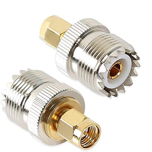 Wvzong UHF SO239 Female to SMA Male Coaxial Adapter, PL259 to SMA Connector for Antenna, Two-Way Radio, Scanner, RTL-SDR, RF Coax Adapter for Ham Radio, Wi-Fi, LMR, 2-Pack — image 1