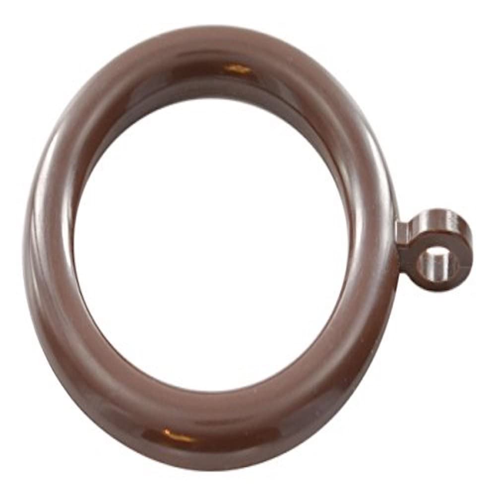 Merriway BH04509 (24 Pcs) Plastic Curtain Pole Rod Drapery Rings with Fixed Eye, Inner Diameter 25mm (1 inch) and Outer Diameter 33mm (1.1/4 inch) Dark Brown - Pack of 24 Pieces