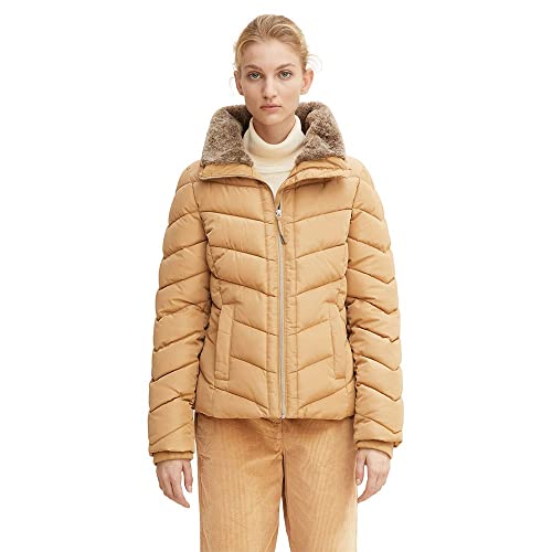 TOM TAILOR Damen Steppjacke mit Stehkragen 1032477, 27841 - Soft Light Camel, L