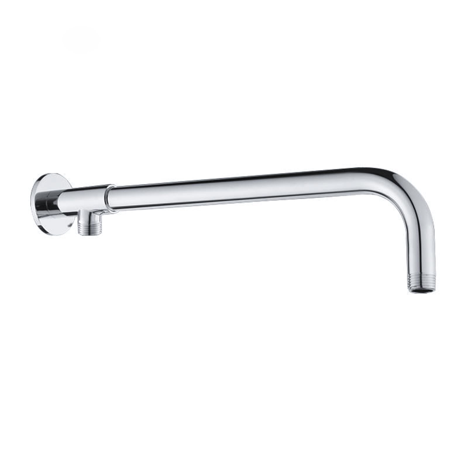Gnimauhz QT128 Copper Shower Arm with Flange 16 Inches Wall Mount Replacement Angle Shower Head Arm Wall-Mounted For Fixed Shower Head & Handheld Showerhead Chrome (16inch&Fixed seat, Chrome)