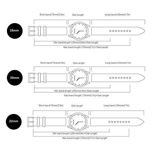 White Leather Watch Band EACHE Classical Thin Leather Watch Replacement
