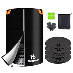 Misoso タイヤカバー 屋外 厚手420D フェルトパッド4枚付き タイヤ収納 4本 夜間反射 防水 紫外線