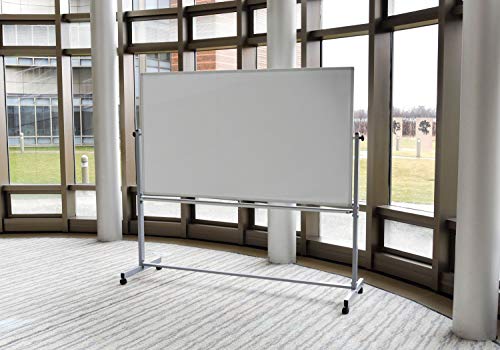 Offex Mobile Magnetic Large Whiteboard on Wheels, Free Standing Double-Sided Dry Erase White Board for Teachers, Students, Children, Classroom, Office - 72"W x 40"H
