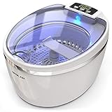 Digital 600 ml Ultrasonic Jewelry Cleaner with 5 Timer Setting, Portable Dental Cleaning Machine for Polishing Rings Necklace Eyeglass Watches Denture Coins Parts (35W,43K Hz), White