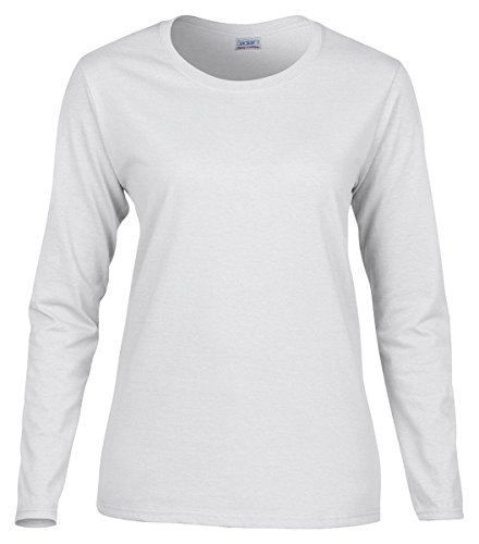 Gildan Heavy Cotton Ladies Missy Fit Long-Sleeve T-Shirt, Large, White