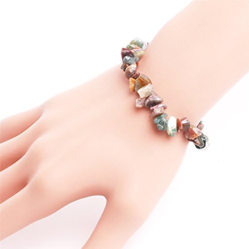 GEM-inside Indian Agate Hand Bracelets Elastic Rope Fashion Jewellry Agate Beads Chips Men Women 7 Inches