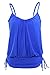 Wellwits Women's Plus Size Ruched Spaghetti Strap Tankini Swim Top Blue 3XL