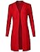 Solid Soft Stretch Longline Long Sleeve Open Front Knit Cardigan Red Size M