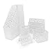 EasyPAG Desk Organizer Set - Pencil Holder Letter Sorter File Holder Business Card Holder and Sticky Note Holder, White