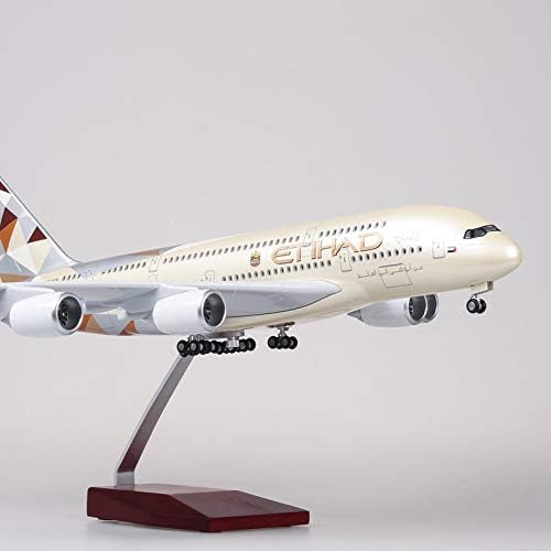 Model 1/160 Scale Etihad Airways Airplane Model Airbus A380 Etihad Model with Light Wheel Diecast Plastic Resin Plane Children Gift