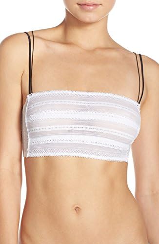 Free People Intimately Womens Karina Sheer Lace Bandeau Bra Small S White