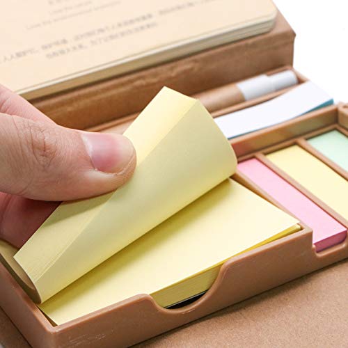 WSSROGY Colored Sticky Note Bundle Set & 2019 Calendar with Pen in Holder Office Supplies for Men Office Helper for Students or Teachers