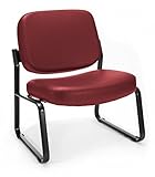 OFM Big and Tall Armless Reception Chair - Anti-Microbial/Anti-Bacterial Vinyl Mid-Back Guest Chair, Wine (409-VAM)