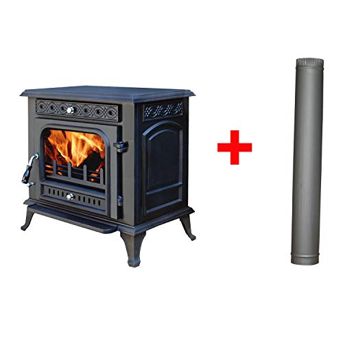 Lincsfire Metheringham MultiFuel WoodBurning Stove Clean Burn WoodBurner  Cast Iron Log Burner Woodburning Fireplace + One Free 6 Flue Pipe -JA031  13KW - ez5