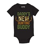 12 Months Black Baby One Piece 'Daddy's New Hunting Buddy', KidTeez
