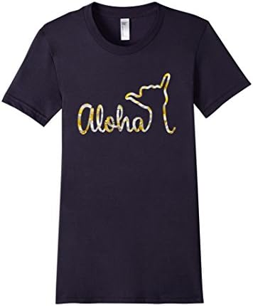 Women's Aloha Shaka Hawaiian T-Shirt by Menehune XL Navy