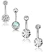 REVOLIA 4-5Pcs 14G Stainless Steel Belly Button Rings for Women Navel Rings CZ Body Piercing