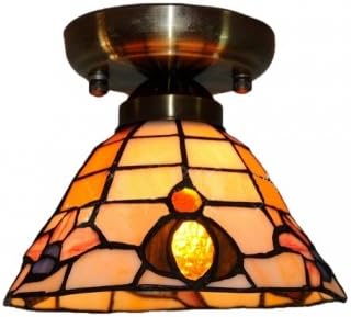 Hua Colorful Cone Shell Made Shaded One Light Tiffany Semi Flush