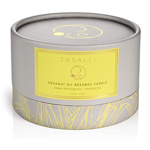 Tasalli Naturals Coconut Oil and Bees Wax Aromatherapy Candle 200ml – 36 Hour Burn Time (Sweet Lemongrass)