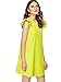 Romwe Women's Ruffle Trim Sleeve Summer Beach A Line Loose Swing Dress Yellow L