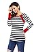 Astylish Women Casual Color Block Crewneck Long Sleeve Striped T-Shirt Blouse Tops Red X-Large