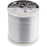 Miyuki Nylon Beading Thread B Silver (50m) - Used for DIY Jewelry Making, Arts and Craft, Crochet and Cloth Weaving