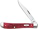 Case WR XX Pocket Knife Dark Red Bone Slimline Trapper (Cv) Item #6982 - (61048 Cv) - Length Closed: 4 1/8 Inches