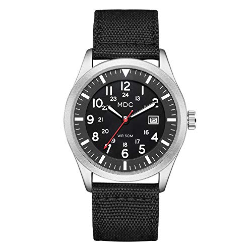 Black Military Analog Wrist Watch for Men, Mens Army Tactical Field