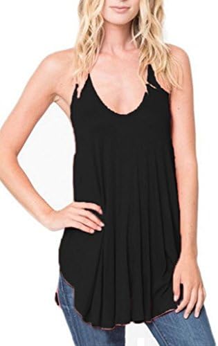 Womens Sleeveless High Low Hem Pleated Racerback Tank Top Cami Black S