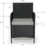 EVRE Black Rattan Garden Furniture Set 4 Seater with Cushions Glass Table view 6
