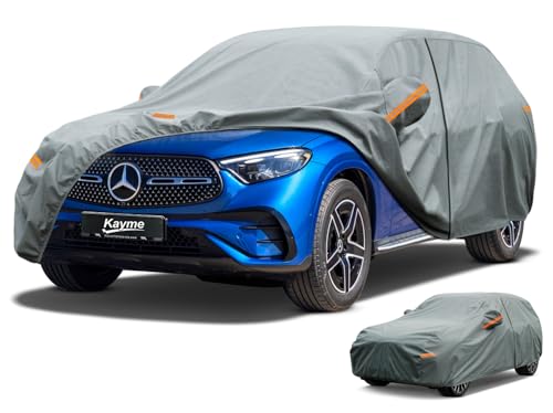 kayme Car Cover, Outdoor Waterproof Breathable Anti-UV Anti-Dust 5 Layers, Car Cover Compatible with BMW X3, Audi Q5, GLC, Toyota RAV4, Macan, XC60 etc. (460 to 485 cm)