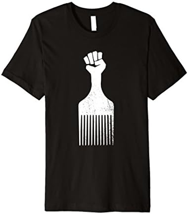 Mens Afro Raised Fist Hair Pick T Shirt Resistance Symbol XL Black