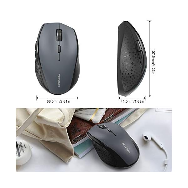 TECKNET-M002-24G-Classic-Wireless-Mouse-4800-DPI-6-Adjustment-Levels-Nano-USB-wireless-receiver-Grey TECKNET 2.4G Classic Wireless Mouse for Laptop, 3200 DPI Optical Computer Mouse with 6 Adjustable Levels, 30 Months Long…
