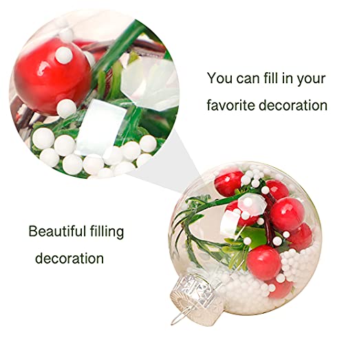 Wenosda Clear Plastic Acrylic Fillable Ball Ornament Set Holiday