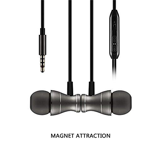 Bambud In-Ear Earbuds Headphones, Magnetic Wired Earphones Stereo Bass Noise Cancelling Ear Buds Headsets with Microphone and Volume Control Compatible with iPhone 6 6s Plus 5s And 3.5mm Jack Phones