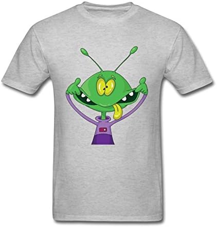 Jocersen Men's Green Cute Alien In Spaceship Fashion Short Sleeve T-Shirt XXXL