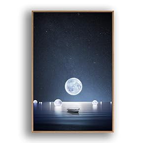 Framed Canvas Wall Art for Living Room, Bedroom Moon with Bright Canvas Prints for Modern Home Decoration Ready to Hang - 16"x24" inches