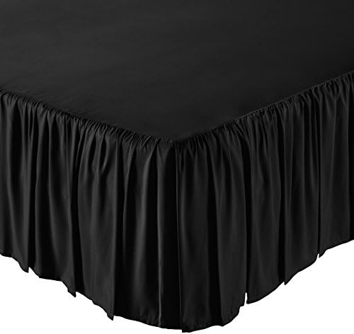 Amazon Basics Lightweight Ruffled Bed Skirt, Classic Style, Soft and Stylish 100% Microfiber with 16" drop-Twin, Black