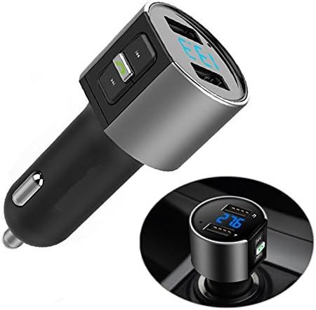 Bluetooth FM Transmitter Car Kit Bluetooth Receiver Wireless In-Car Stereo Radio Adapter MP3 Player Bluetooth Hands-Free Calling for iPhone/ Samsung etc Dual USB Ports Charge 5V/3.4A total