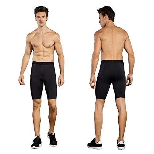 Niksa 3 Pack Compression Shorts Men Quick Dry Black Performance Athletic Shorts-L - Thumbnail 4