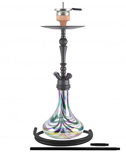 Shisha-Set mit Shisha Amy Deluxe Globe klick, Kohleanzünder, Naturkohle, Kaminkopf, Dampfsteine (R-Schwarz/Schwarz-Matt) – Bild 3