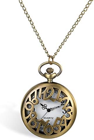 JewelryWe Retro Pocket Watch Men Women Spider Web Angel Wings