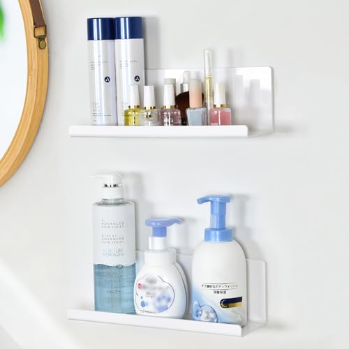 Toski Set of 2 Shower Basket Storage Shelves, Seasoning Storage Shelf Wall Mounted No Holes for Bath/Kitchen