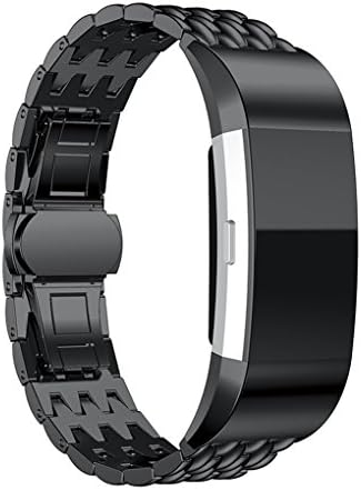 Ruiboury Stainless Steel Strap Smart Band Replacement Metal Chain Belt Bracelet Wrist Band for Fitbit charge 2